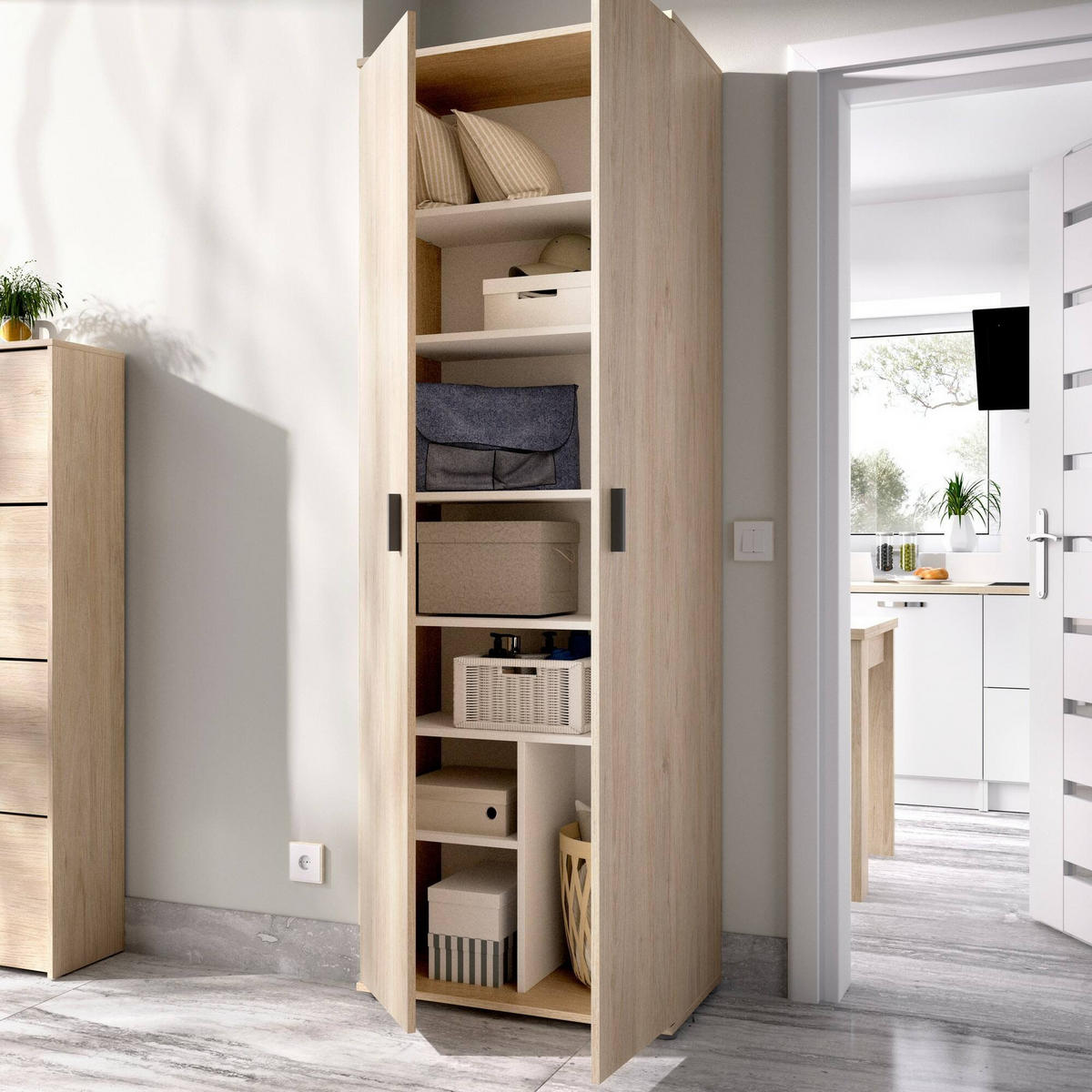 2-TÜRIGER MEHRZWECKSCHRANK Eiche 35/61/190 cm - Braun, Holzwerkstoff (61/190/35cm) - DMORA