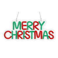 LED-NEONSCHILD „Merry Christmas“, 12,5 × 30 cm - Rot/Grün, Kunststoff (12.5/30/5cm) - LAALU