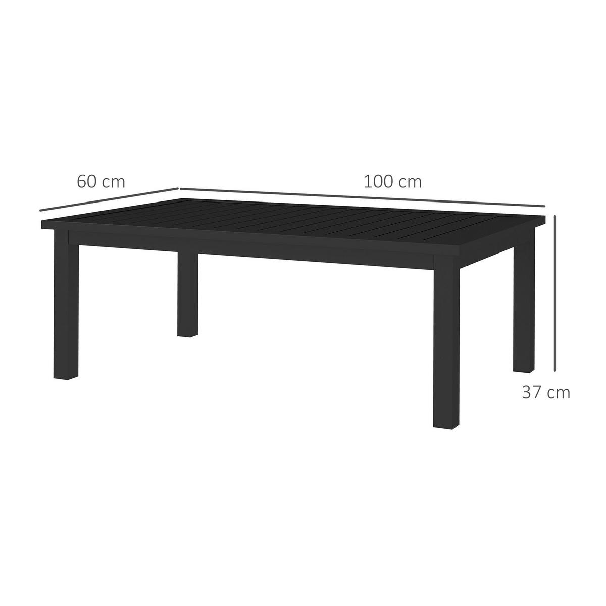 GARTENBEISTELLTISCH DE-14092 Aluminium mit Lattenrost 100x60 cm Schwarz - Schwarz, Metall (100/60/37cm) - ComfortXL