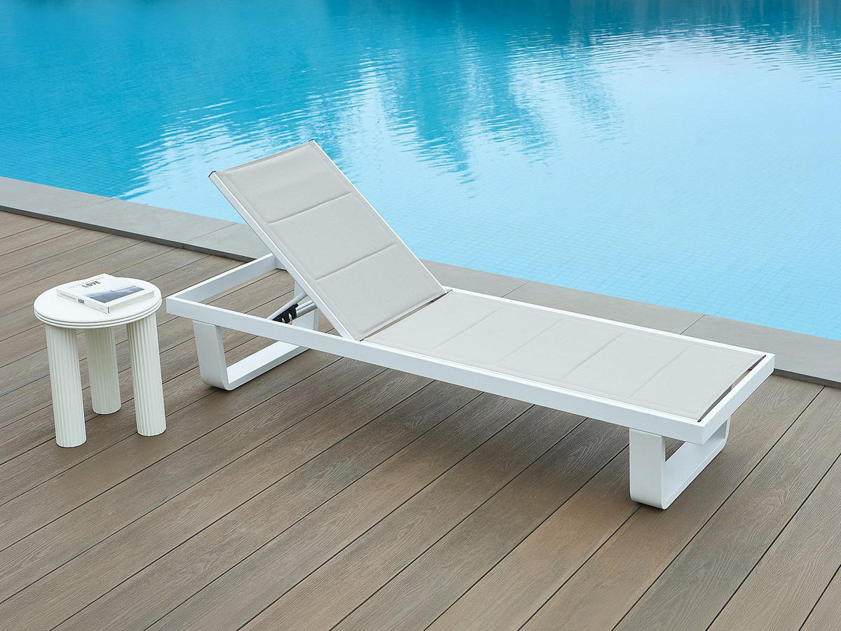 SONNENLIEGE - 198cm x 62cm - Aluminium - grau - NABUNA - Grau, Metall (62/97/198cm) - Vente-Unique