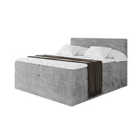 BOXSPRINGBETT mit Matratze H3|H4 und Lattenrost - TOLO KING 180x200 Cord - Hellgrau - Hellgrau, Holzwerkstoff (180/200cm) - ALTDECOR