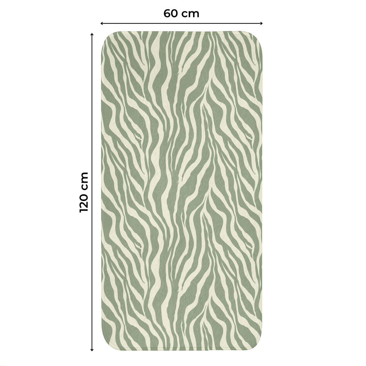 WC PŘEDLOŽKA Zebra - Motiv - zelená 60x120 cm - šalvějově zelená, textil/plast (60/1cm) - OnlyWow