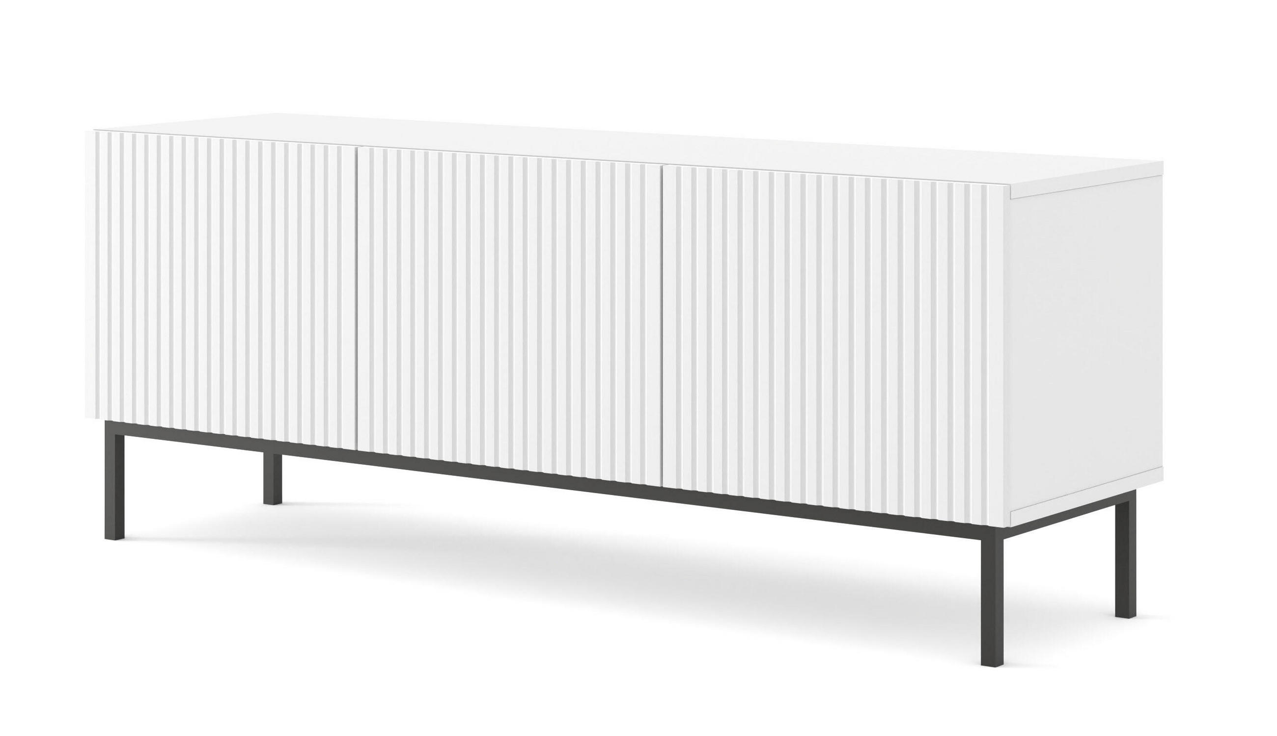Furnlux Tv-Lowboard Weiß, Schwarz 150x58x42 cm
