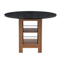 STÔL jedálenský okrúhly, 100 cm čierna/walnut, MDF s úložným priestorom - čierna, kompozitné drevo (100/100/76cm) - BEAOK