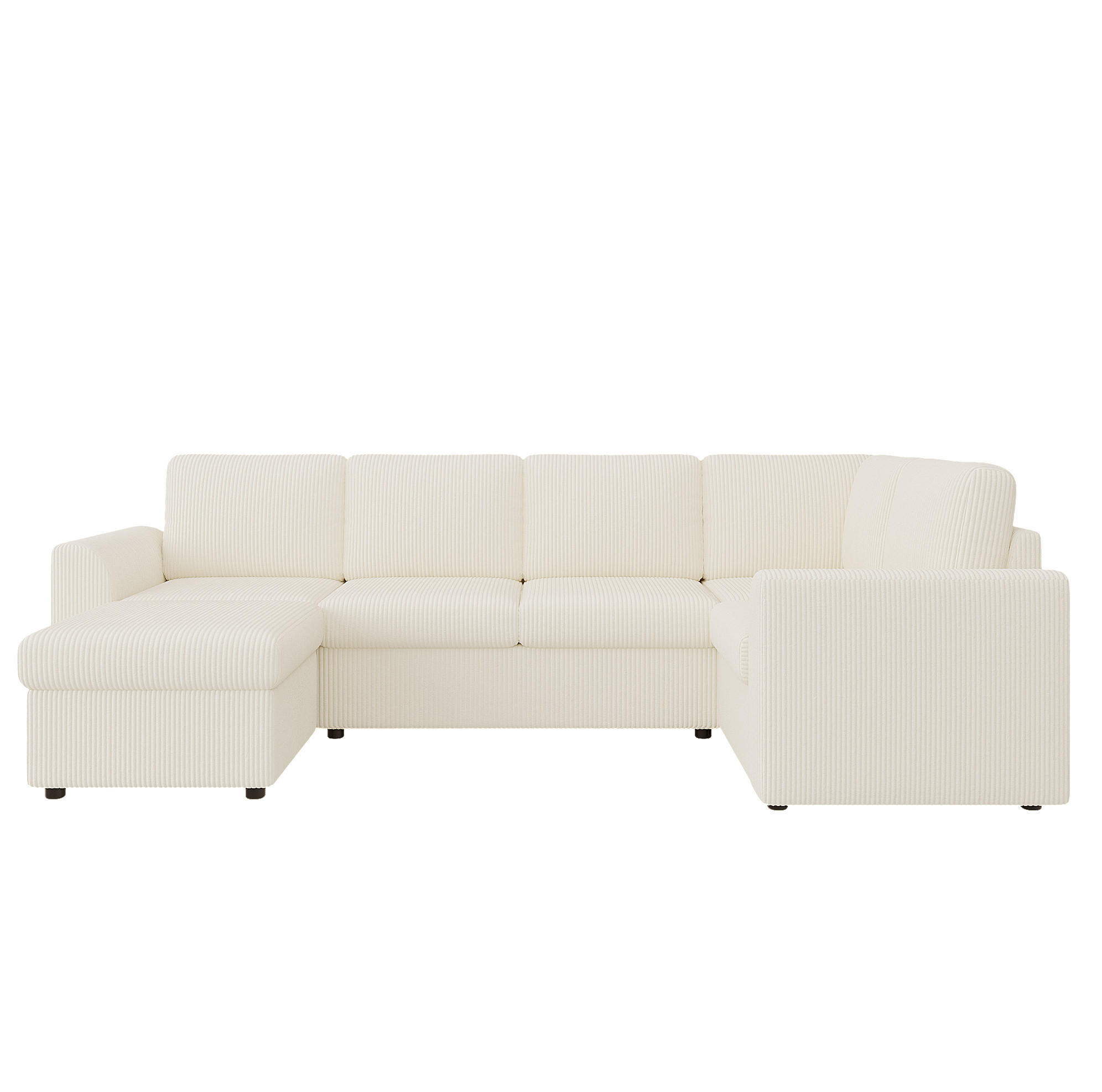 ECKSOFA 282/153/85 cm beige aus Cord mit Stauraumhocker - Beige, Textil (40/160cm) - OKWISH