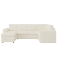 ECKSOFA 282/153/85 cm beige aus Cord mit Stauraumhocker - Beige, Textil (40/160cm) - OKWISH