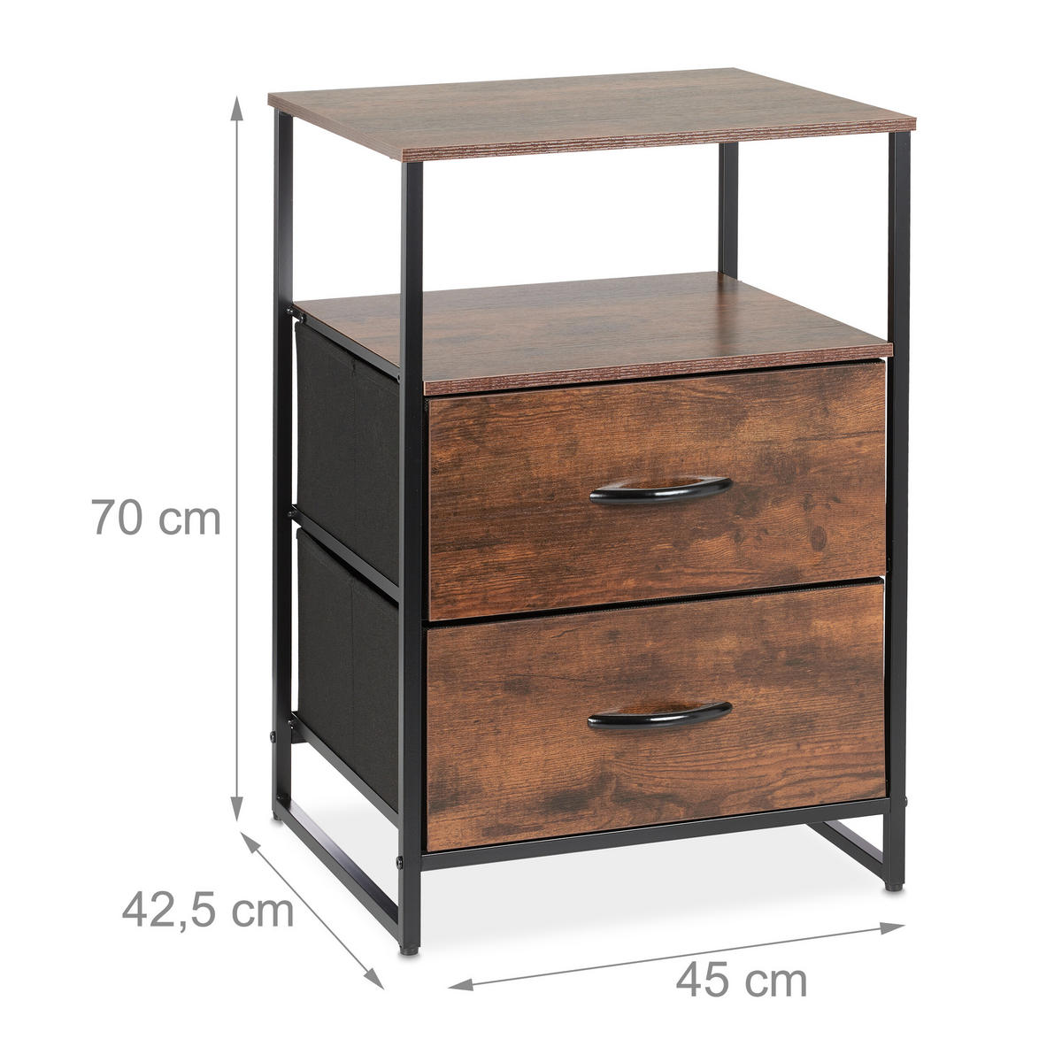 NACHTTISCH 2er Set - Dunkelbraun, Holz/Holzwerkstoff (45/70/42.5cm) - Relaxdays