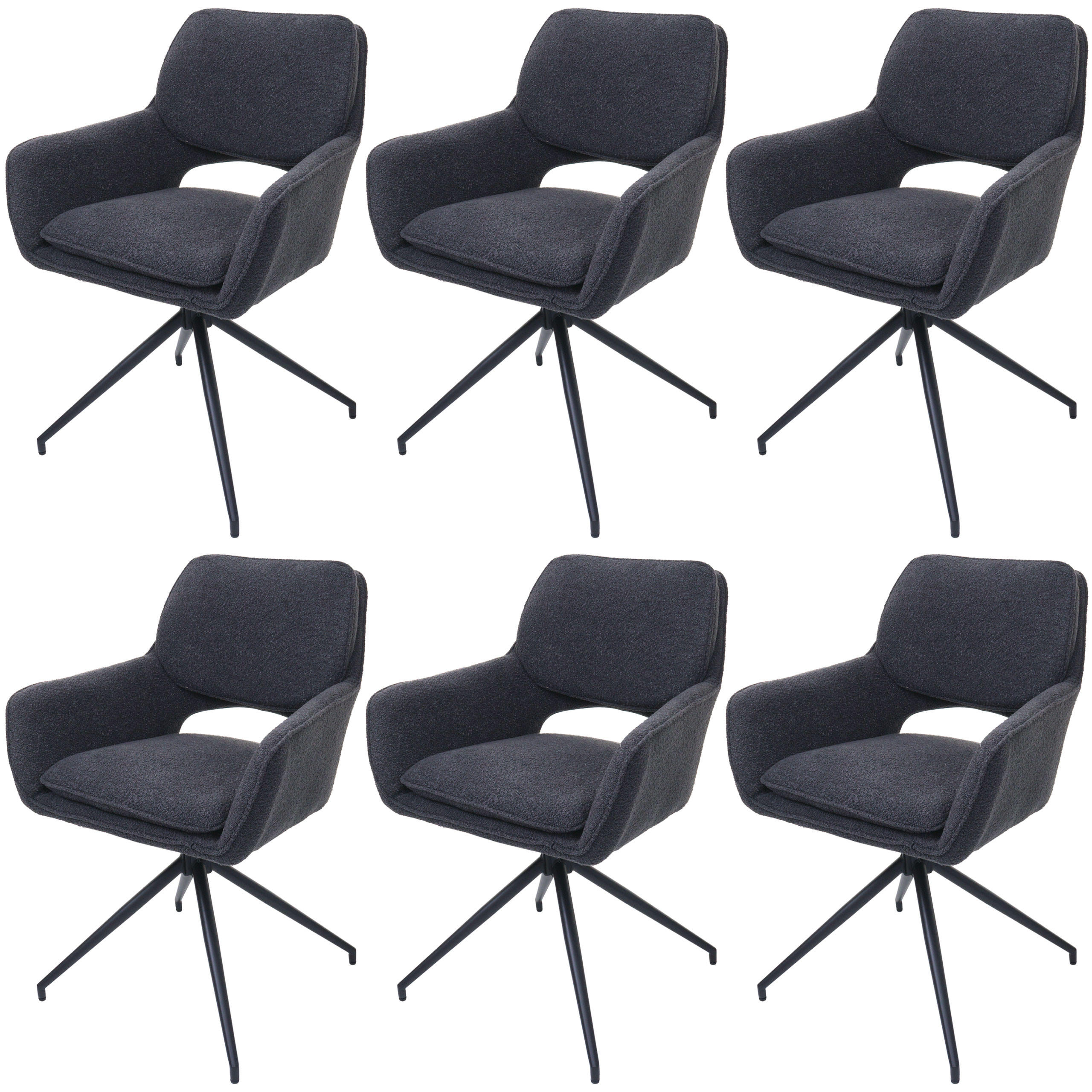 ESSZIMMERSTUHL Dunkelgrau 6er-Set - Dunkelgrau, Textil (57/86/61cm) - MCW