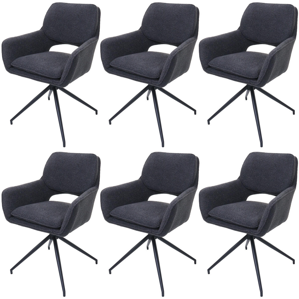 ESSZIMMERSTUHL Dunkelgrau 6er-Set - Dunkelgrau, Textil (57/86/61cm) - MCW