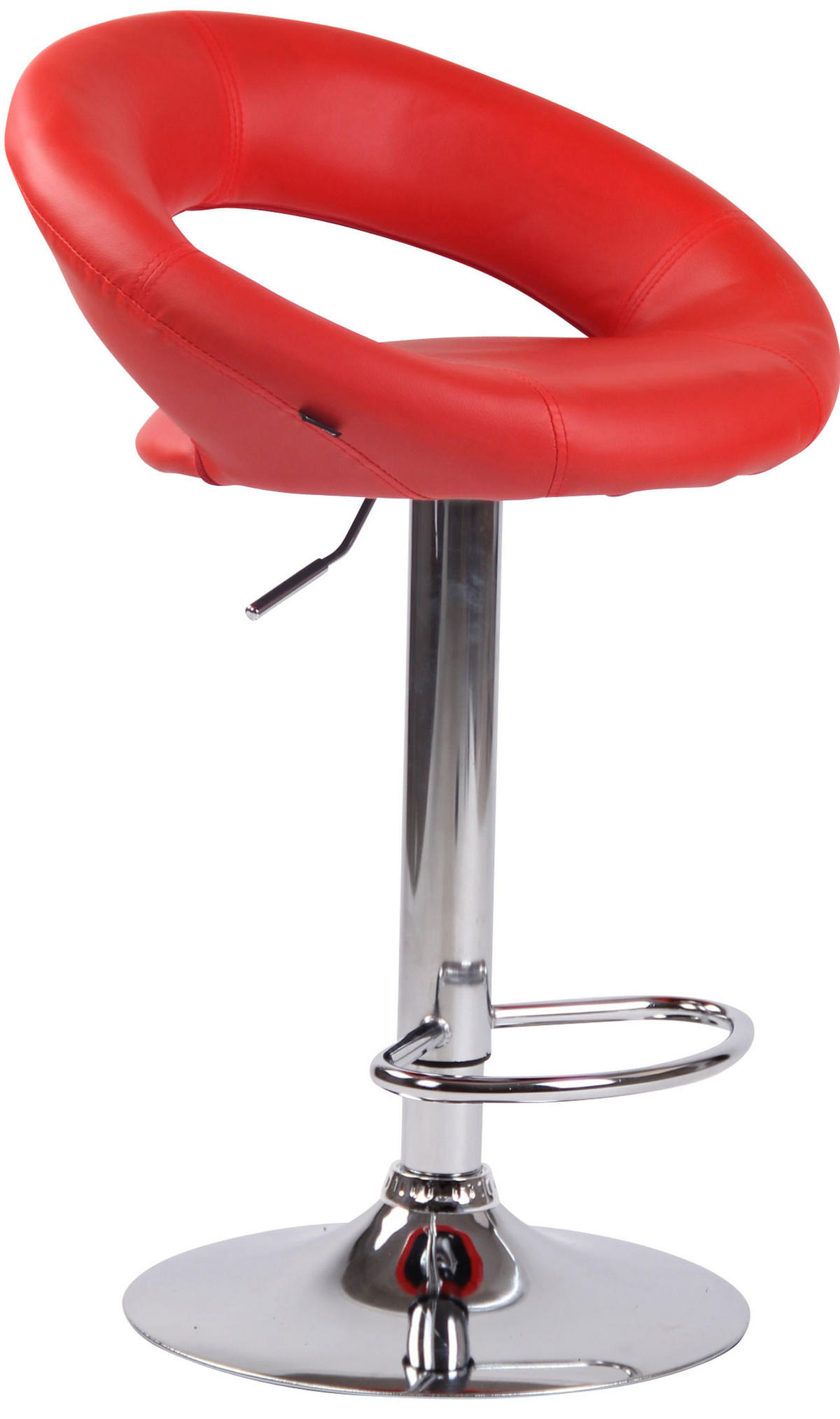 BARHOCKER Mekim Kunstleder Rot Silber - Rot, Leder/Metall (53/80/47cm) - DELUKE