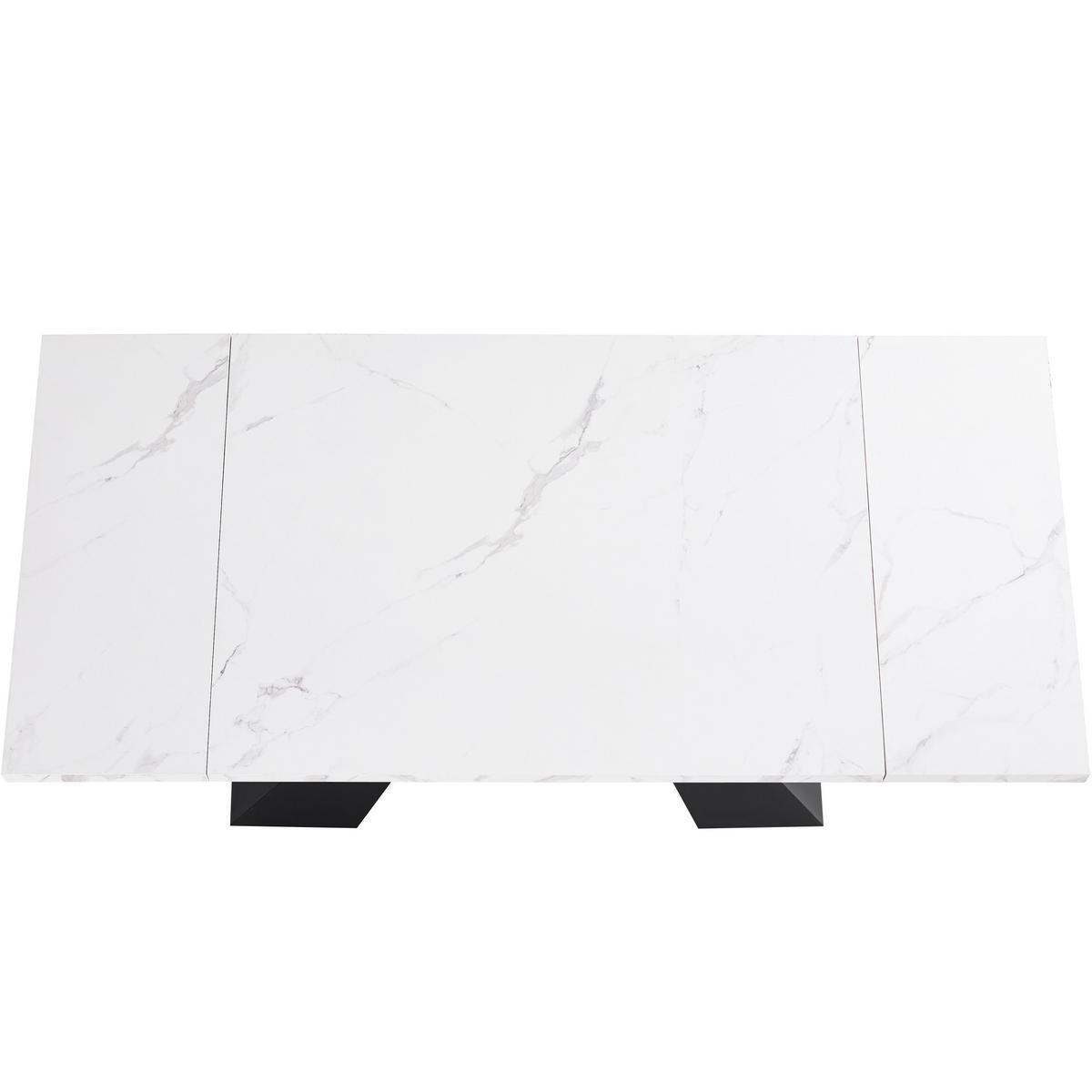 AUSZIEHTISCH 99/74/77 cm Weiß mit Marmoroptik Tischplatte aus MDF - Weiß, Holzwerkstoff (159/74/77cm) - OKWISH