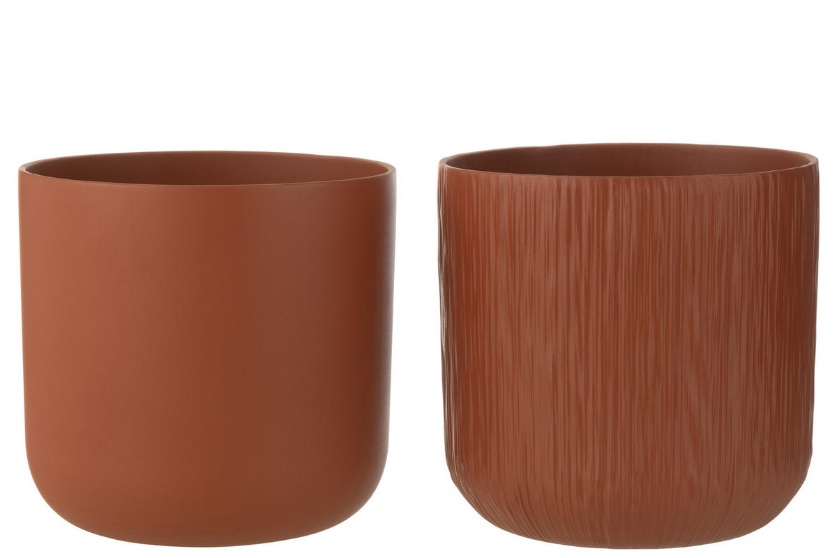 BLUMENTOPF GEN - Keramik - Braun - XXL - 2er Set - Ø 26,5 cm - Braun, Keramik (26.5/26cm) - J-Line