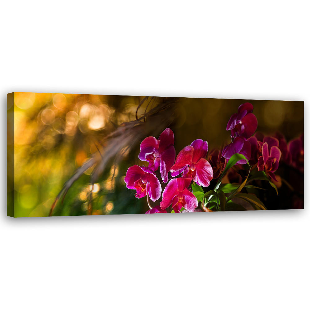 WANDBILD zen orchidee blumen - Grün, Textil (90/30cm) - Feeby
