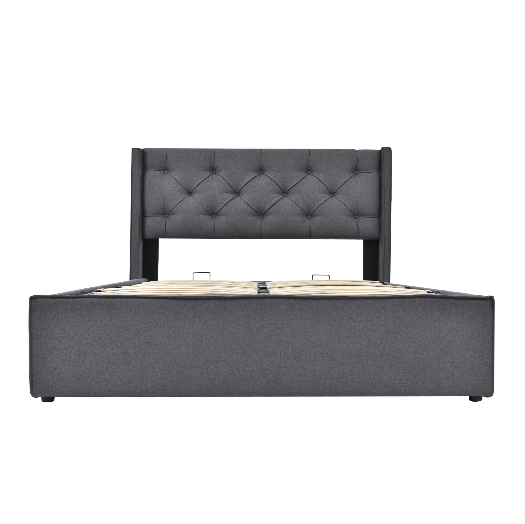 POLSTERBETT 160/200 cm Grau aus Baumwolle mit Bettkasten - Grau, Textil (160/200cm) - OKMYHOME