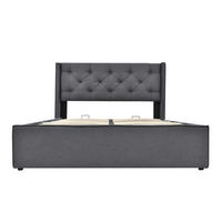 POLSTERBETT 160/200 cm Grau aus Baumwolle mit Bettkasten - Grau, Textil (160/200cm) - OKMYHOME