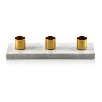 SVÍCNÍK Cedric Marmor, konglomerát, bílý mramor, 20x6,5xh4 cm - bílá/zlatá, kov/kámen (7/4.5/20.5cm) - Mondex