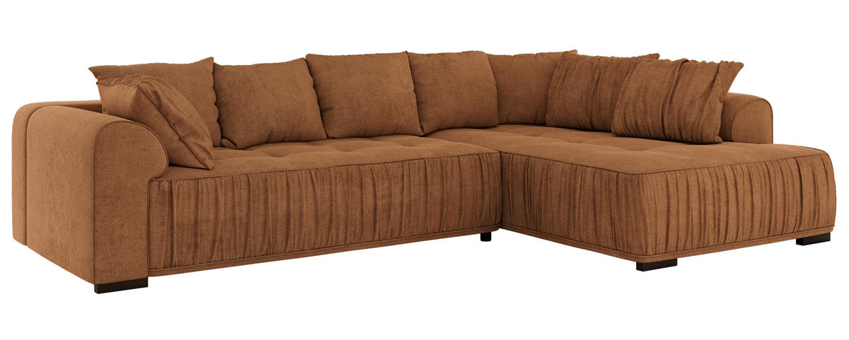 ECKSOFA ORTA Orange Stukture - Rechts - Schwarz/Orange, Textil (200/325cm) - MKS