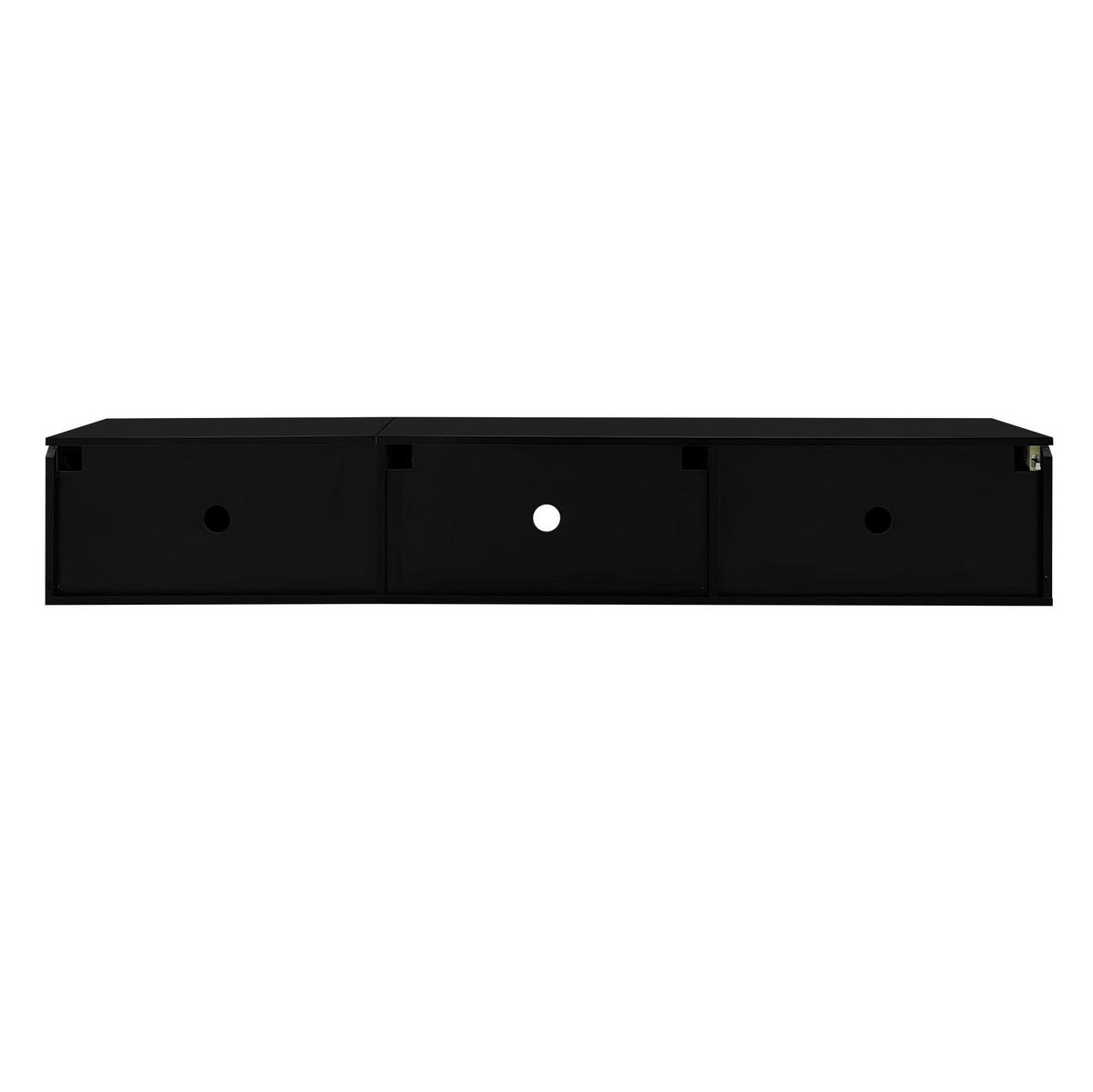 TV ormarić 180/35/30 cm crno-bijeli od MDF-a i iverice s LED rasvjetom i zidnom montažom - crna, drvni materijal (180/30/35cm) - OKWISH