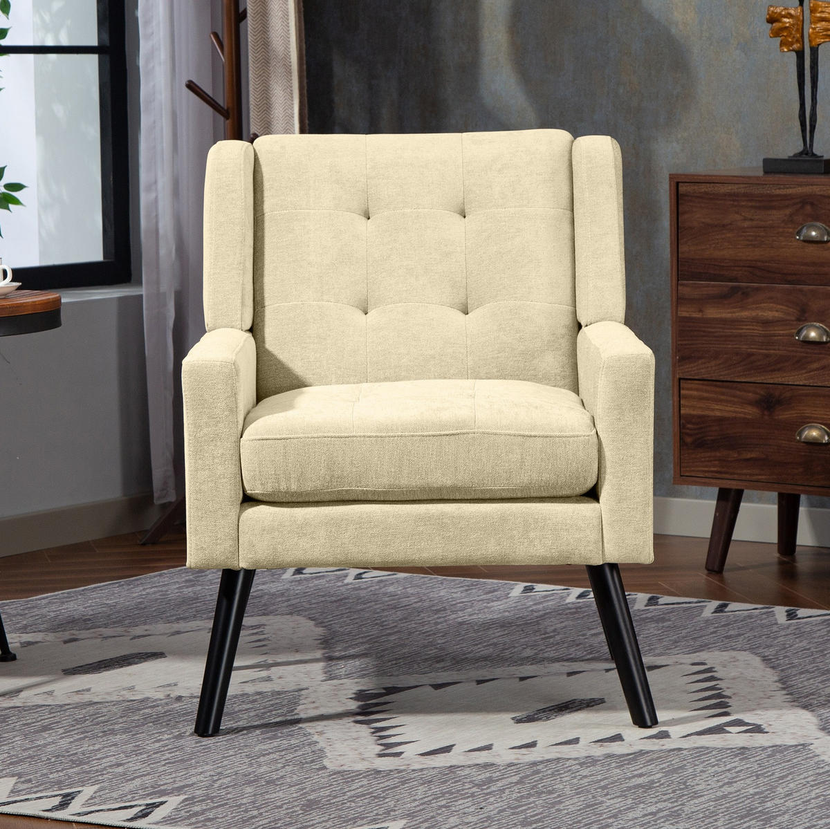 SESSEL 68/76/88 cm Beige aus Upholstered mit Tufting - Beige, Textil (76/88/68cm) - OKMYHOME