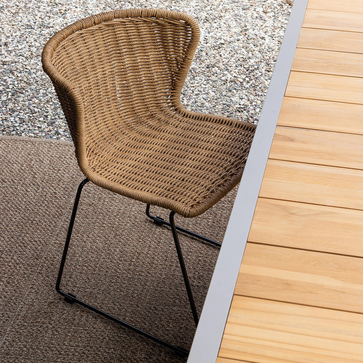 GARTENSTUHL - Polyrattan / Eisen - Braun / Schwarz - Schwarz/Braun, Naturmaterialien/Metall (55/78/54cm) - home24