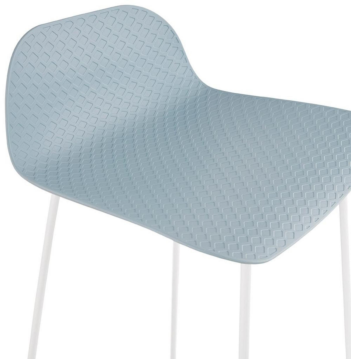 SITZHOCKER Kunststoff Metallgestell Sitzhöhe 66cm Industriedesign JORALI MINI, Blau-Weiß 48x53x85 cm - Blau/Weiß, Kunststoff/Metall (48/85/53cm) - KADIMA DESIGN