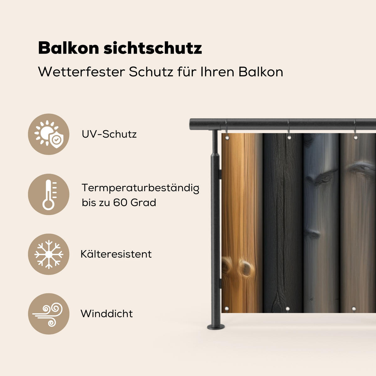 BALKON-SICHTSCHUTZ Holz - Dielen - Gemischt - Teakfarben, Kunststoff (500/130cm) - MuchoWow