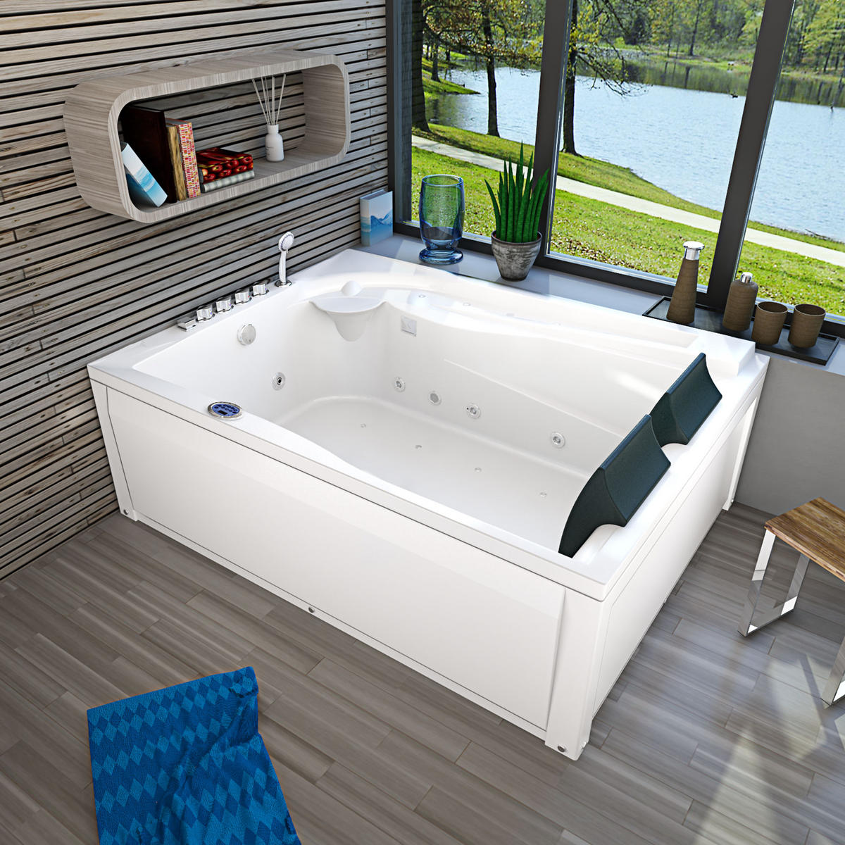 WHIRLPOOL Pool Badewanne Eckwanne W12H-A-ALL 135x180 - Weiß, Glas/Kunststoff (135/70/180cm) - AcquaVapore by Sandra Jentho
