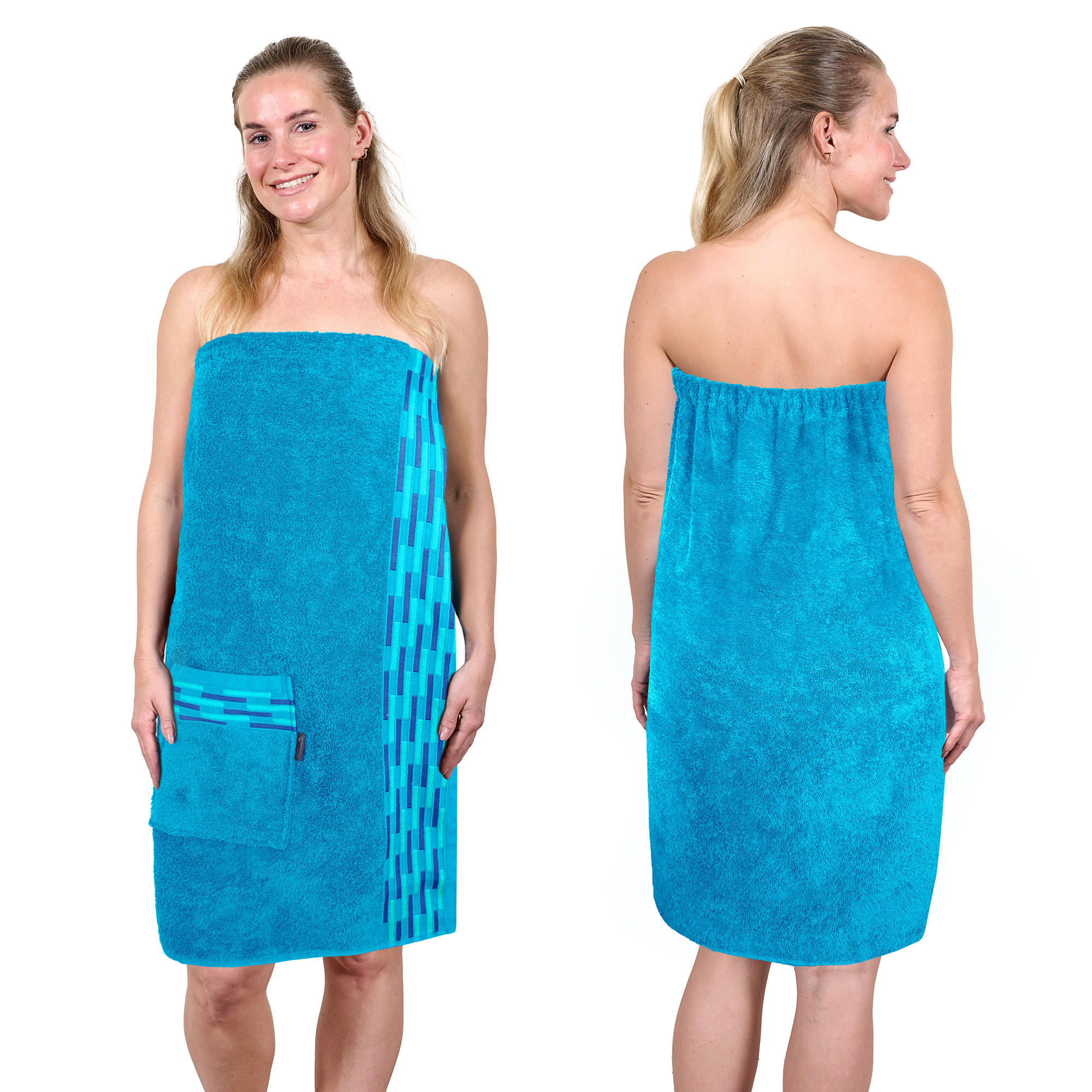 SAUNAKILT Dame Lugano Aquamarin - Blau, Textil (150/75cm) - Lashuma
