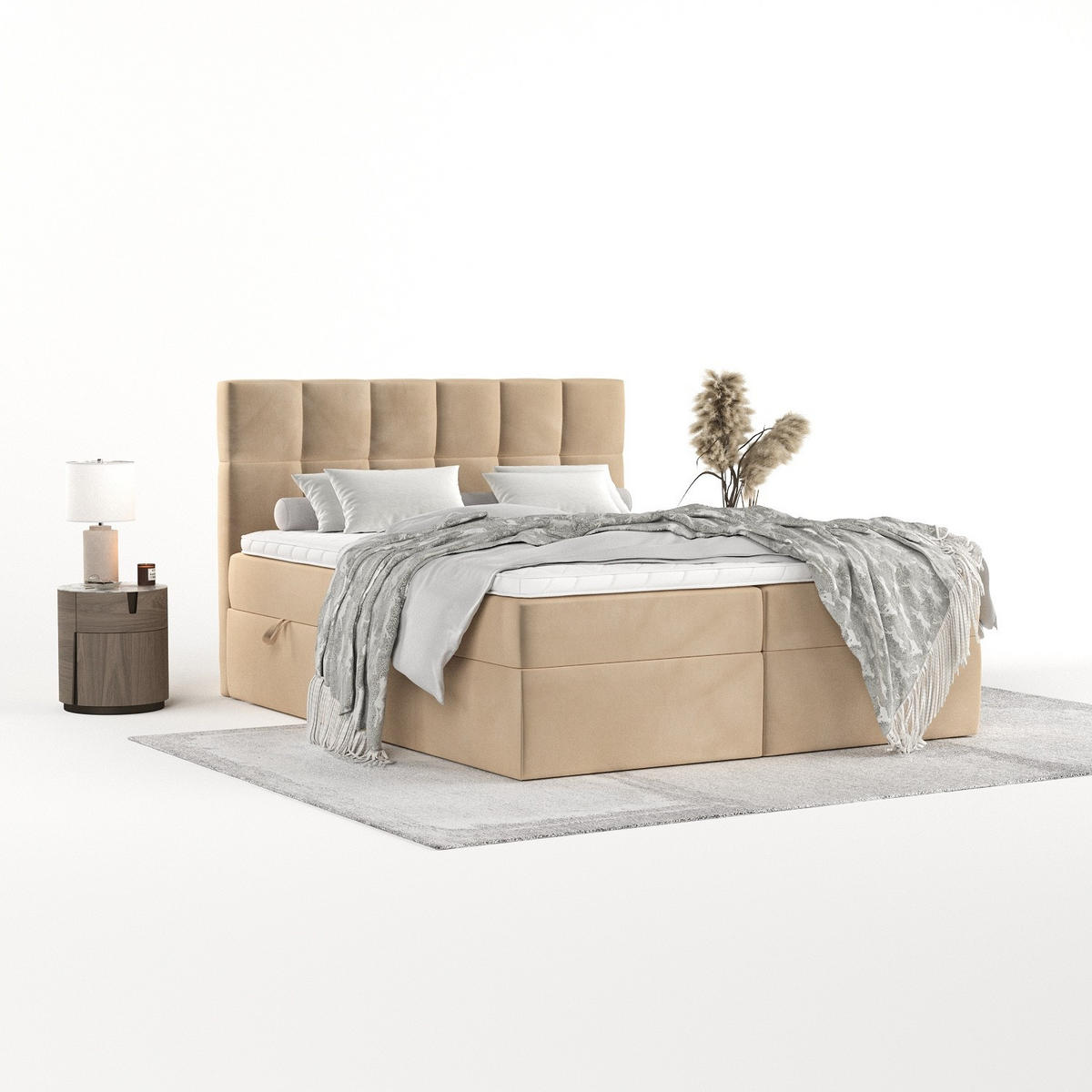 POSTEL BOXSPRING VARENO 180/200 Béžová - černá/béžová, kov/dřevo (180/200cm) - AltaBeds