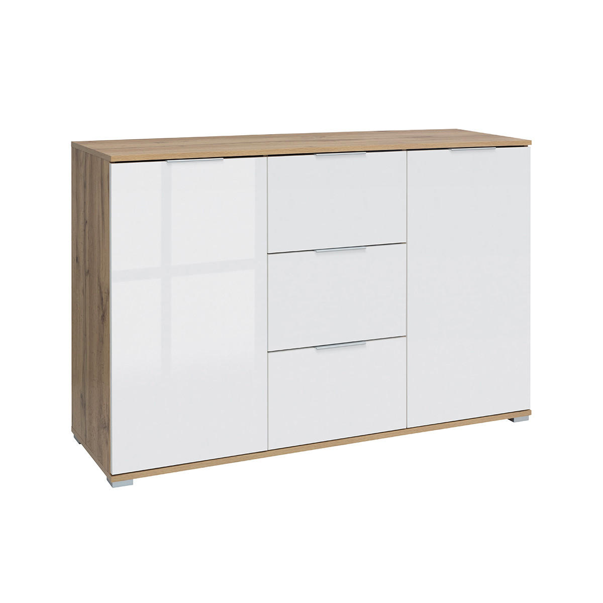 SIDEBOARD Selma Weiß und Holz - Weiß, Holzwerkstoff (135/86/41cm) - Petits-meubles