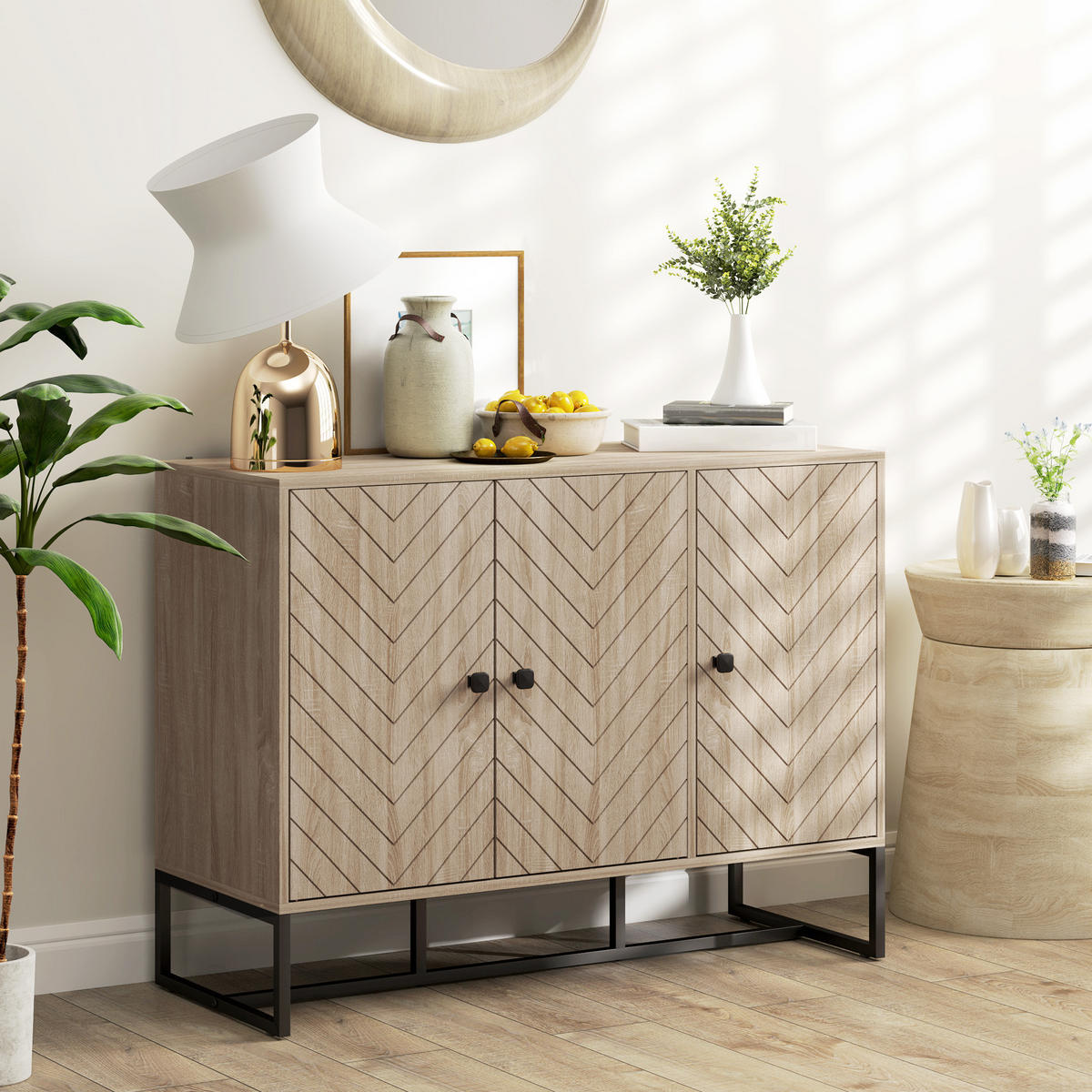 SIDEBOARD Eiche-Optik, 2 Türen, 108/40/80 cm - Eichefarben, Holz (108/80/40cm) - PANGIVO