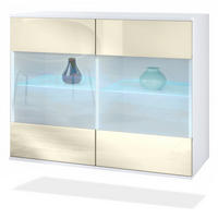 KOMMODE Bari Creme Hochglanz - Creme, Holzwerkstoff (92.5/73.5/35cm) - Vladon