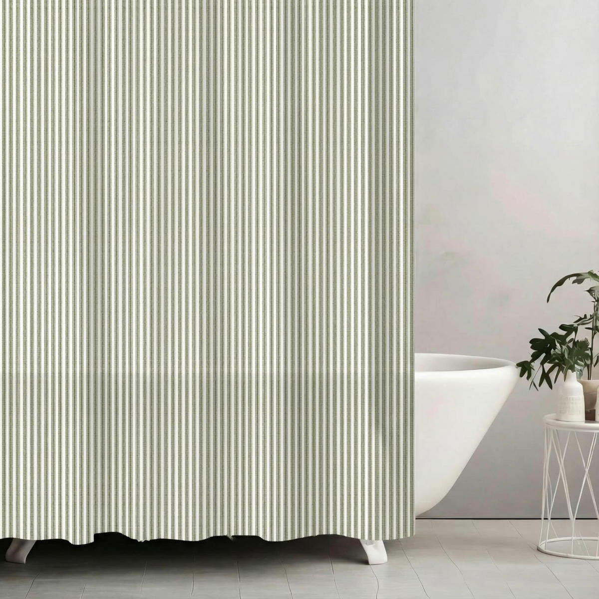 DUSCHVORHANG, grün-weiß gestreiftes Muster, 180 x 200 cm - Grün, Textil (200/180cm)