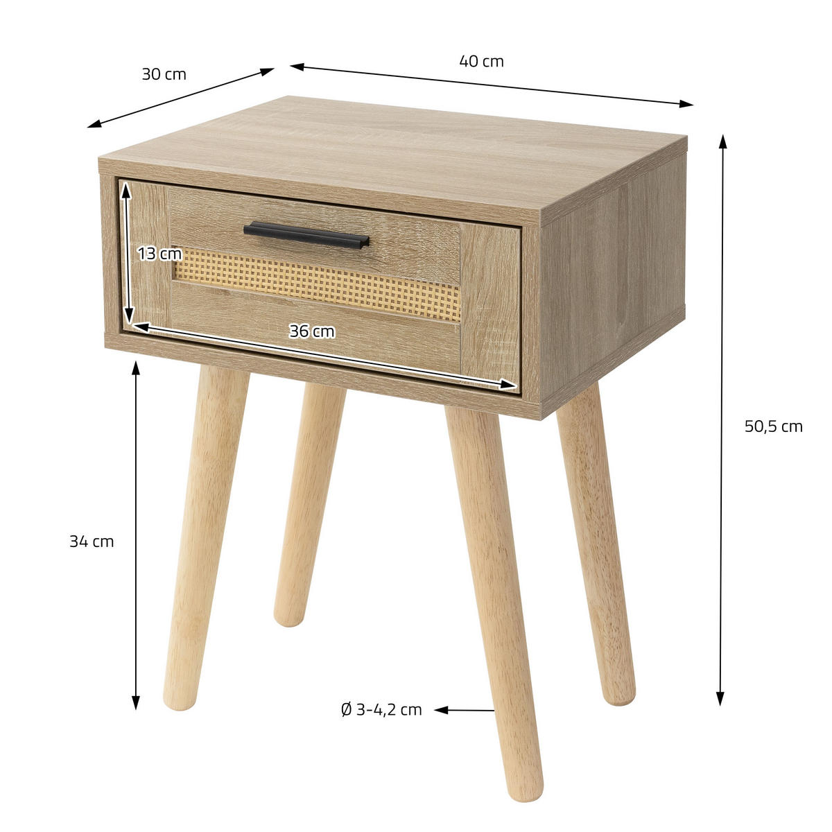 NACHTTISCH - Beige, Holzwerkstoff (40/50.5/30cm) - ML-DESIGN