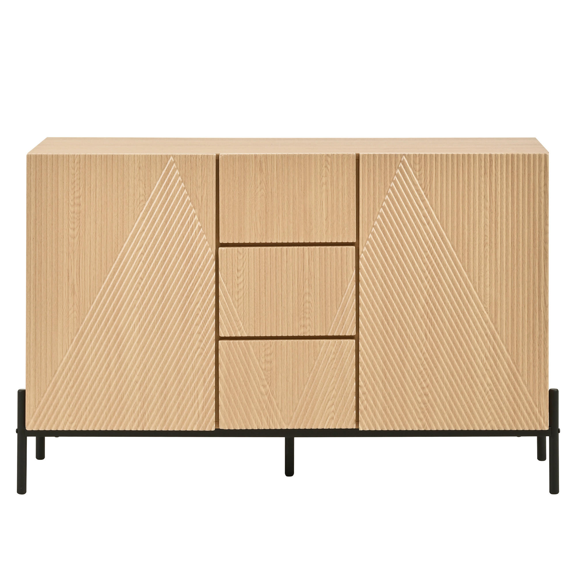 Urban Meuble SIDEBOARD přírodní geometrický 115 cm 2 dvířka zásuvky