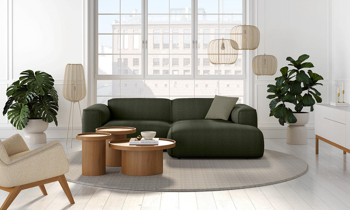 ECKSOFA mit XL-Longchair - Schwarz/Grau, Kunststoff/Textil (260/171cm) - home24