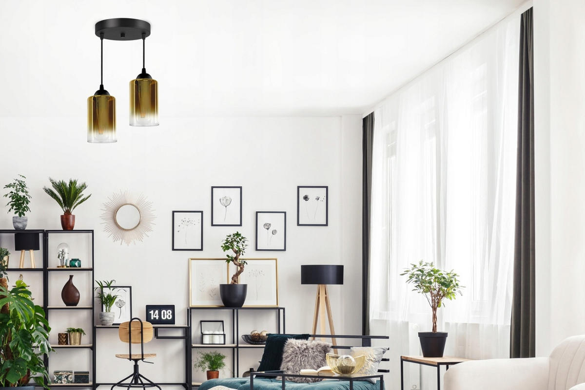 PENDELLEUCHTE GRAF - Transparent/Goldfarben, Glas/Metall (30/30/80cm) - kiki design