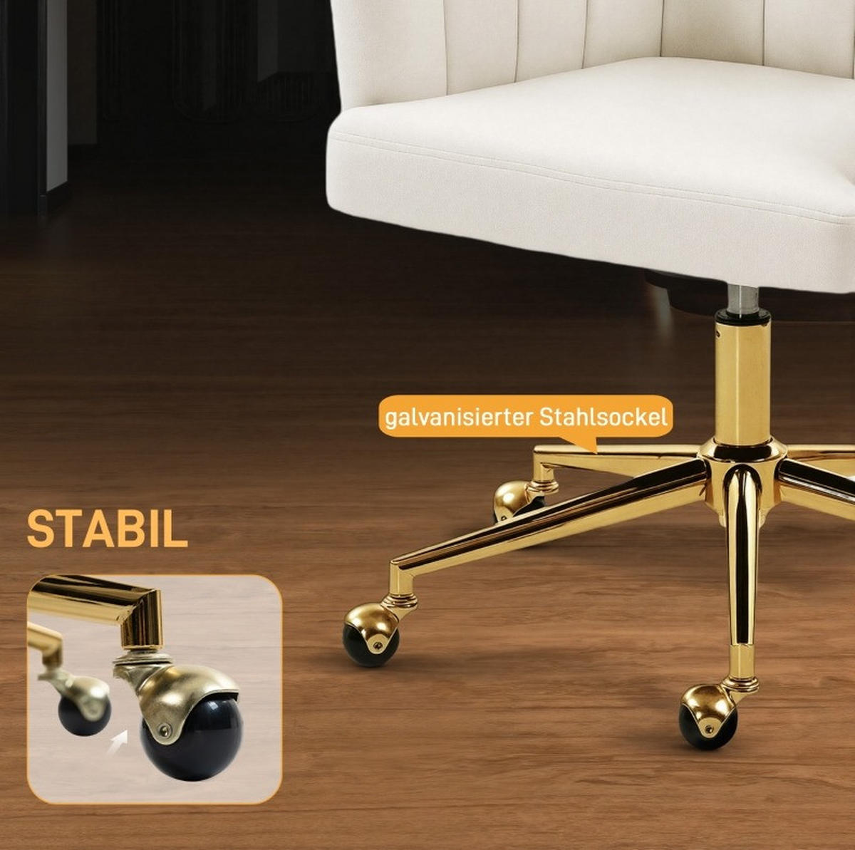DREHSTUHL 61/60/83,5-92,5 cm Cremeweiß aus Polyester drehbar - Creme, Kunststoff (61/92.5/60cm) - OKWISH