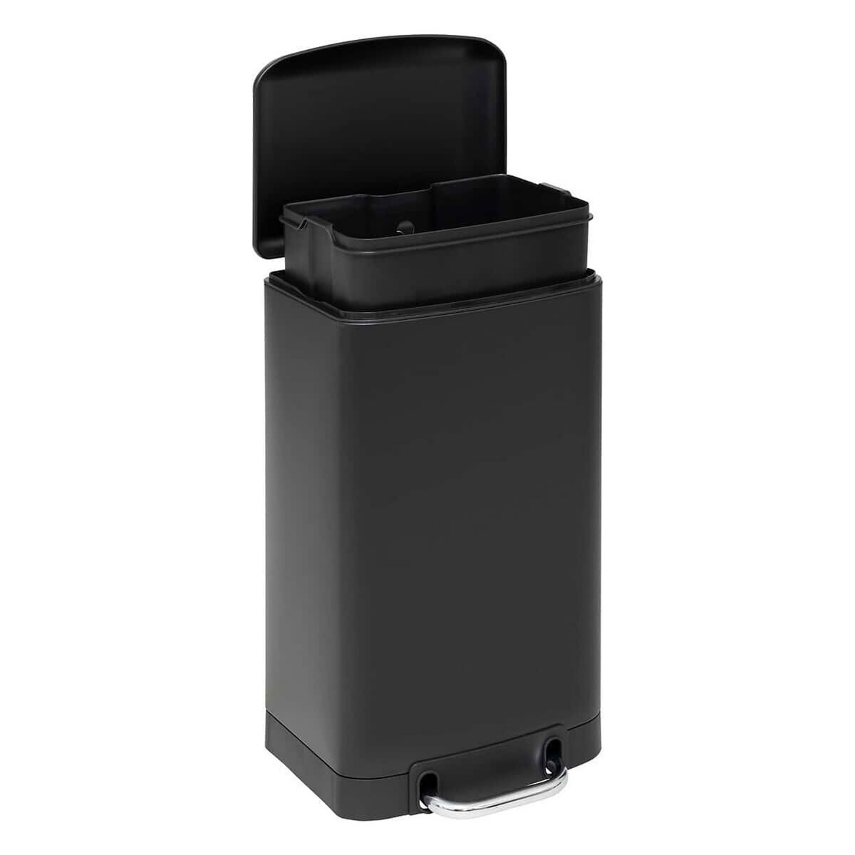 MÜLLEIMER Ariane, Stahl / Kunststoff, Schwarz, 20 L - Schwarz, Metall (29.5/53.3/30cm) - 5five Simply Smart