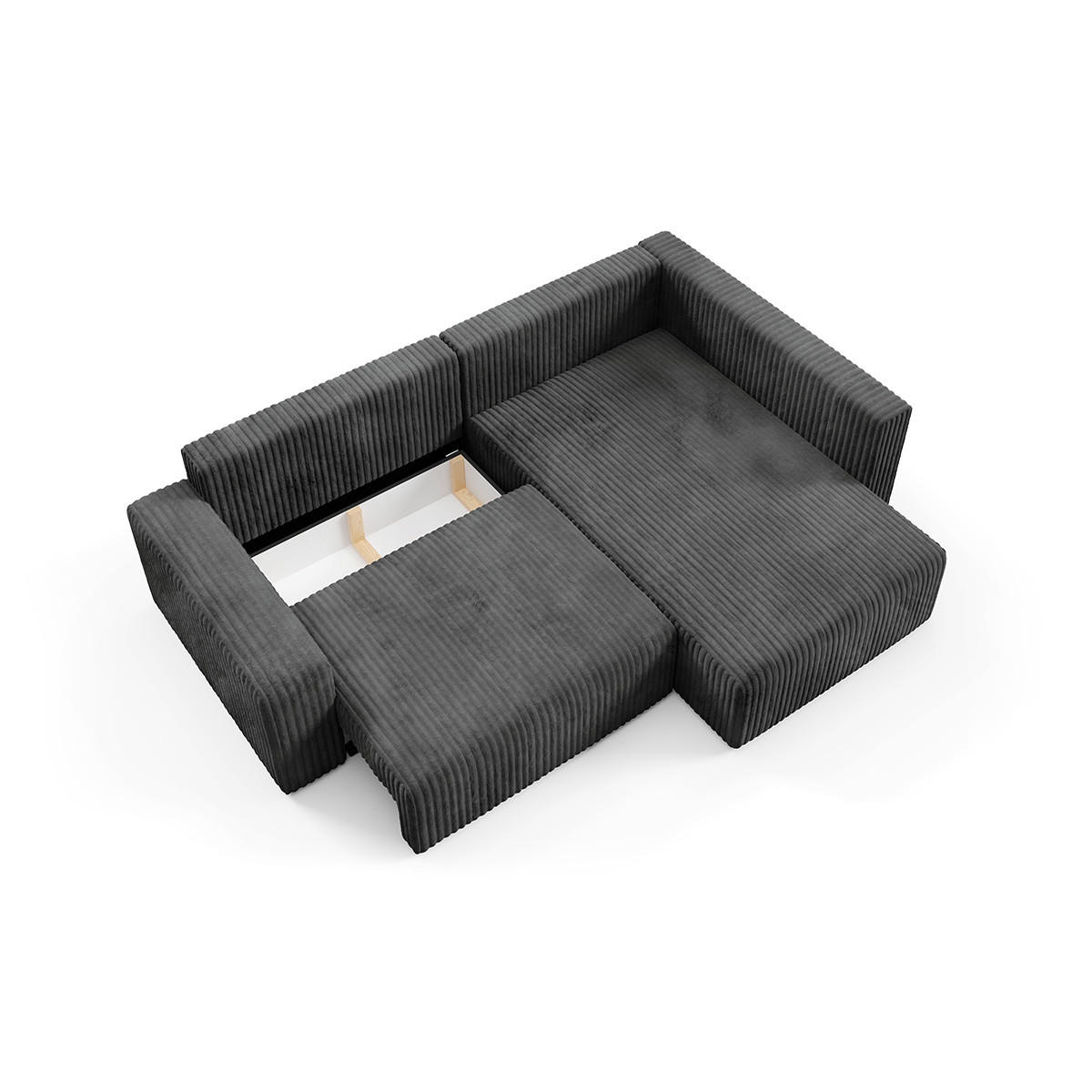 ECKSOFA Angela 4 Sitzplätze Schwarz - Schwarz, Holz (245/182cm) - Petits-meubles