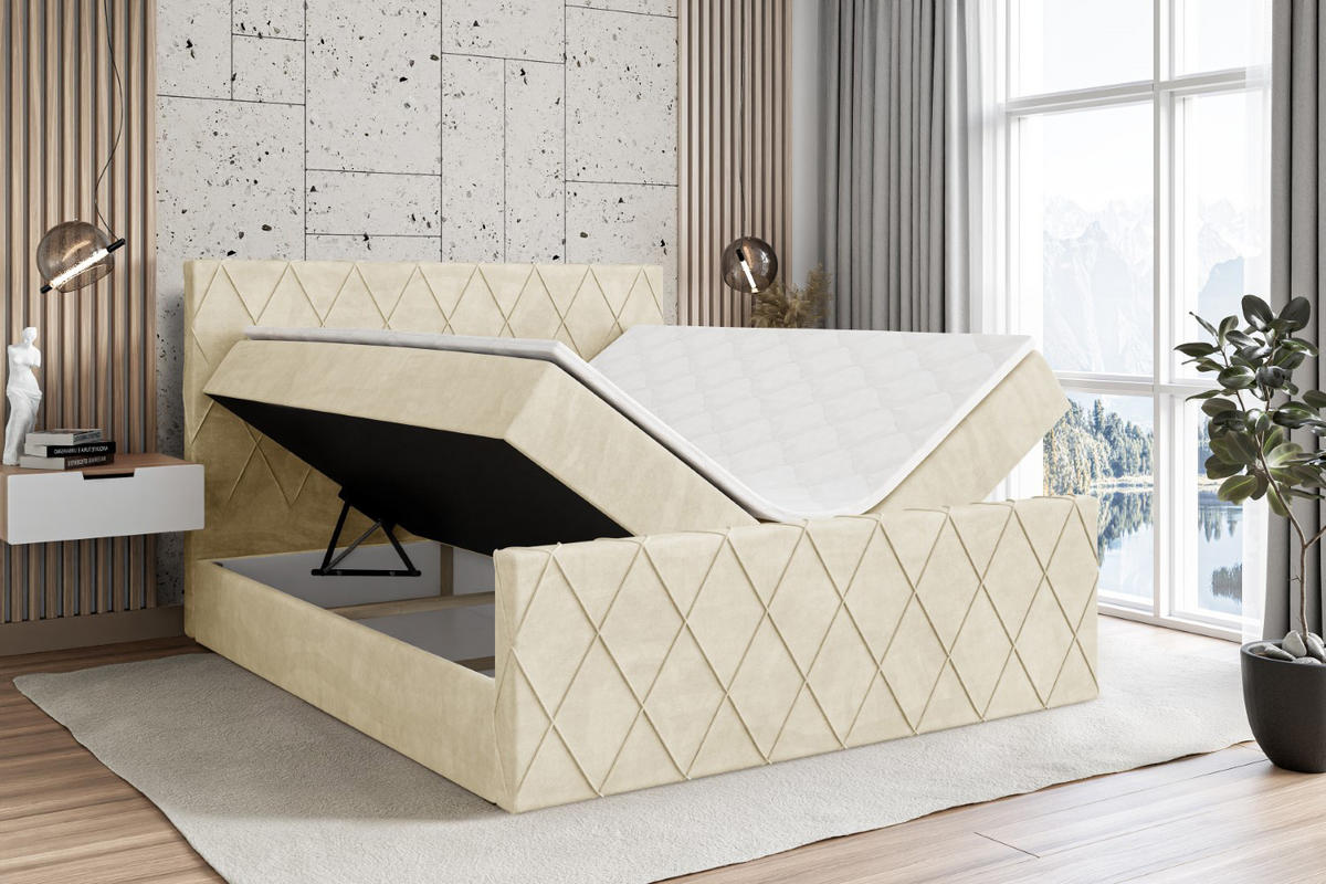 BOXBETT LEPARO-Z - 120 x 200 - H4 - Beige - Beige, Holzwerkstoff (120/200cm) - ALTDECOR