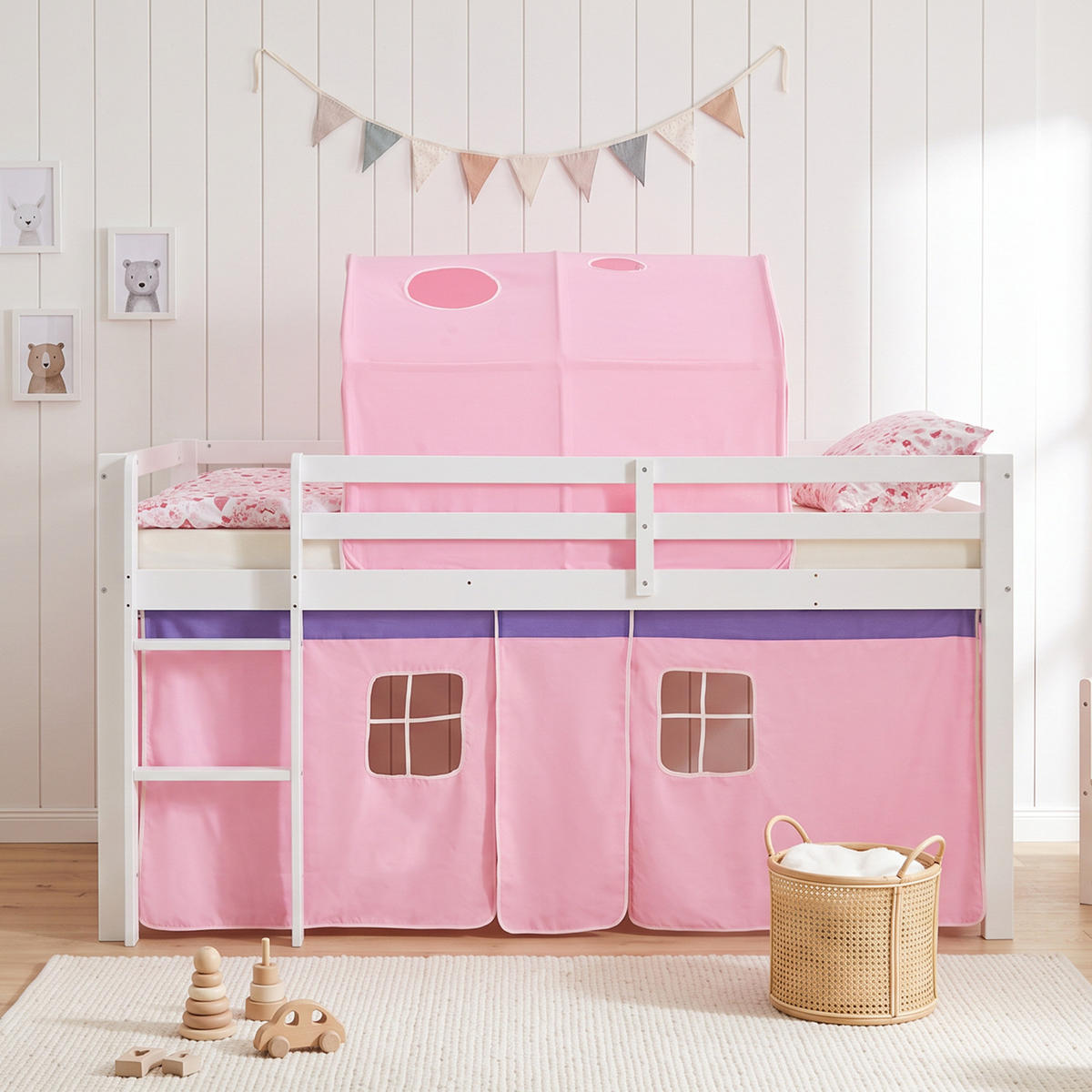 HOCHBETT Tunnel 90/200 cm rosa - Rosa/Weiß, Holz (90/200cm) - Homestyle4u