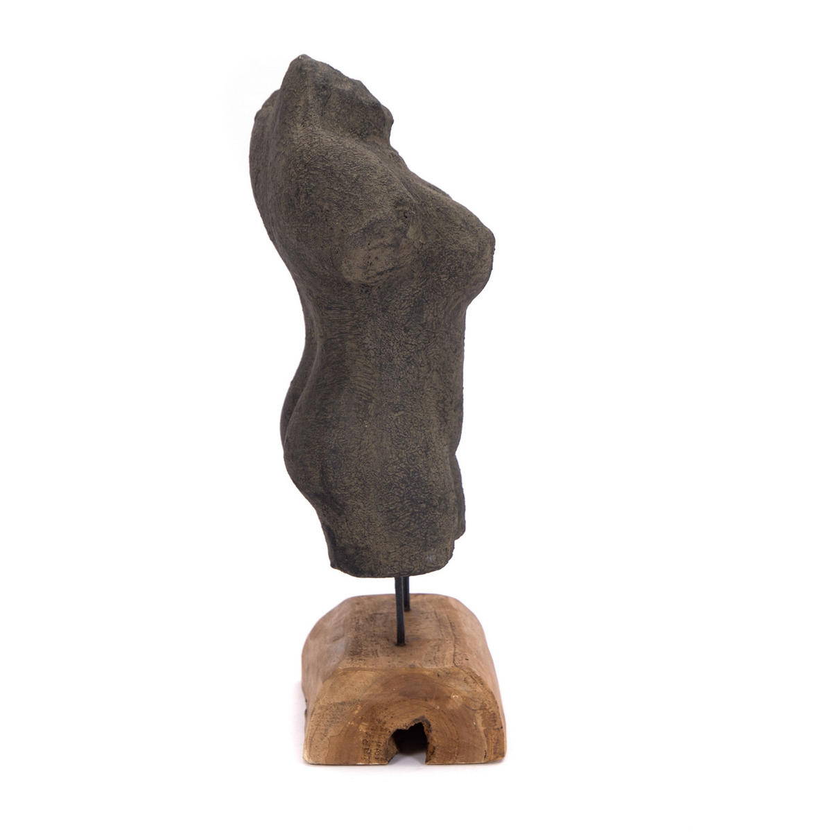 SKULPTUR Femme 54cm, Beton auf Holzsockel grau - Grau, Holz (26/54/19cm) - CREEDWOOD