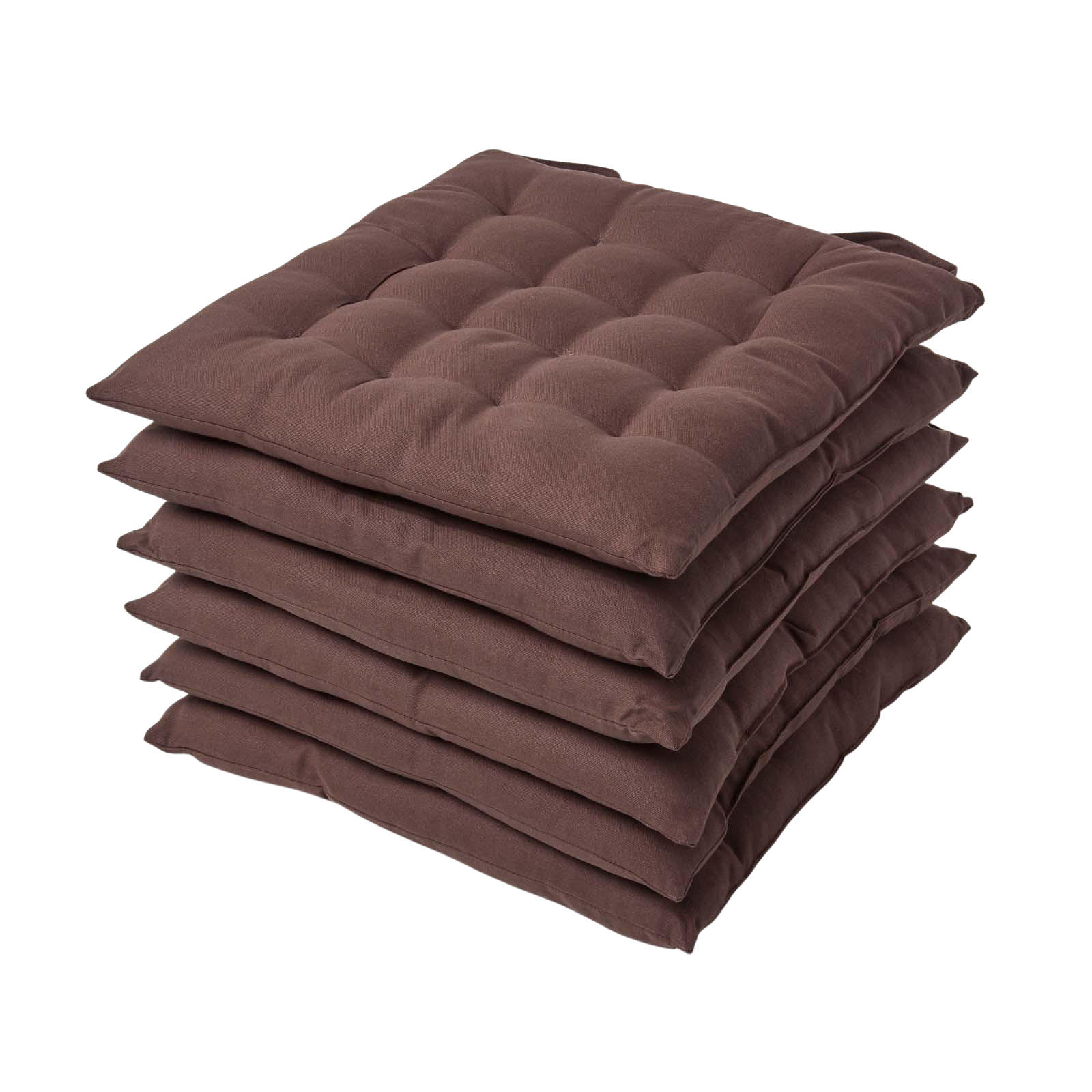 STUHLKISSEN 6er-Set braun 40/40/6,5 cm - Braun, Textil (40/40/6.5cm) - Homescapes