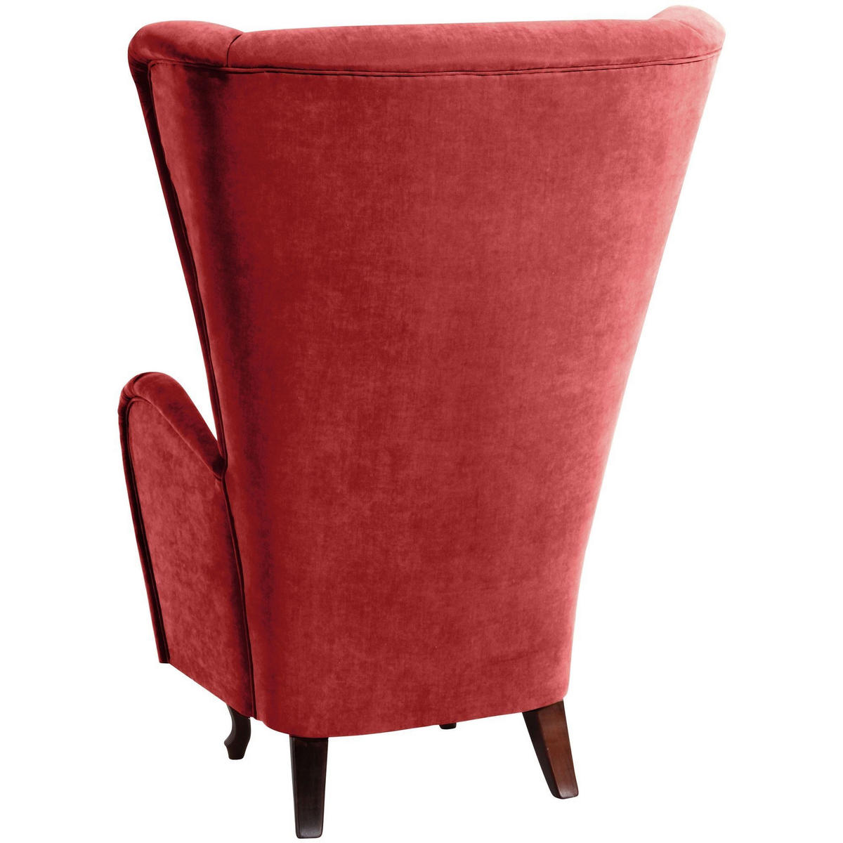 HOCHLEHNSESSEL Kailey Bezug Velourstoff Buche nussbaum dunkel / terracotta - Rot, Kunststoff (96/122/89cm) - 58aufmkessel