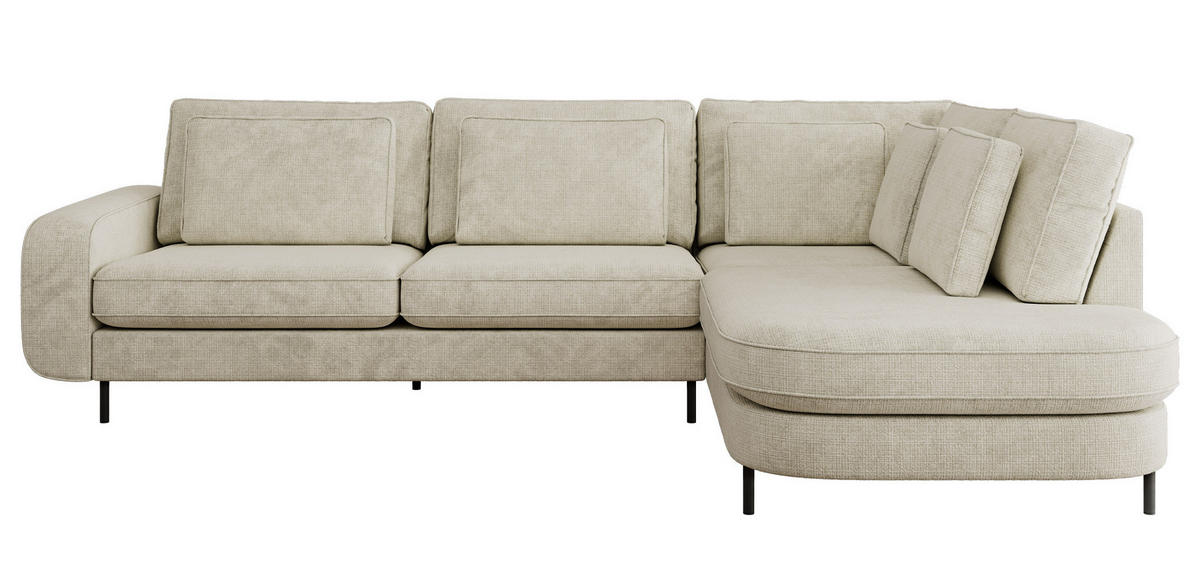 ROHOVÁ SEDAČKA CALENO L - Krémový hladký senil - Levá Strana - černá/krémová, kov/textil (317/225cm) - MKS