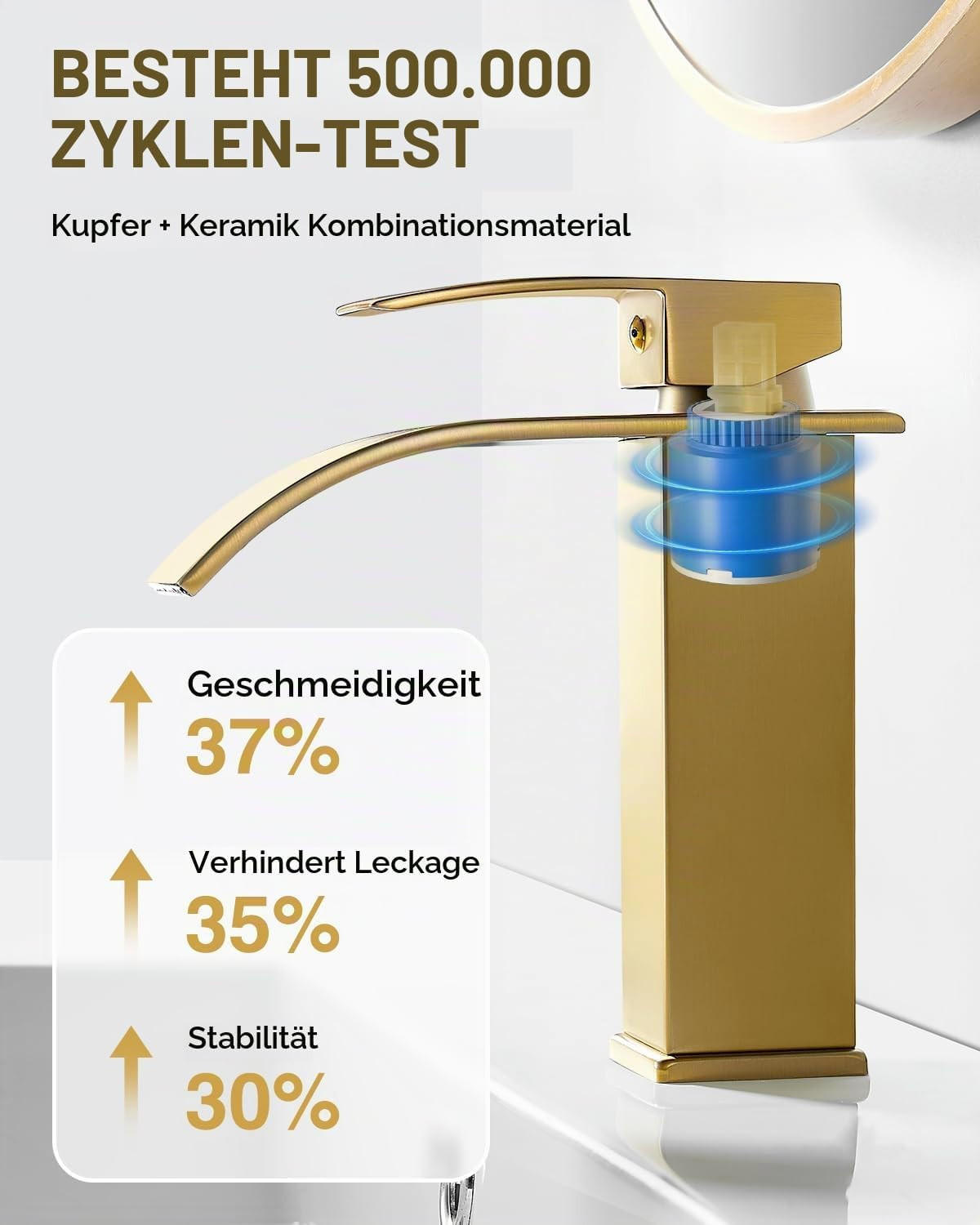 BADEZIMMERARMATUR, 24,5 x 16 cm, gold - Goldfarben, Metall (26/7/20cm) - Vallsero