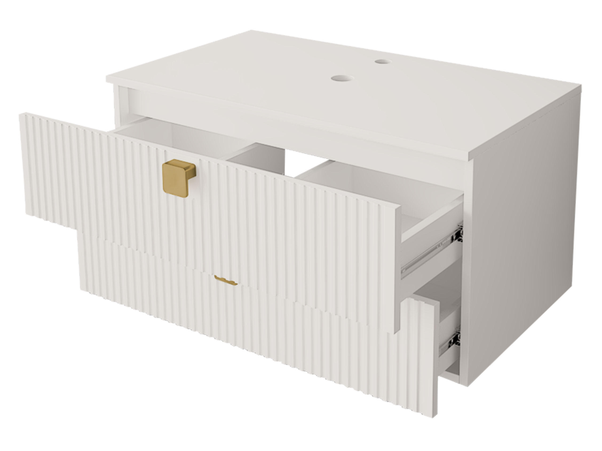 Thumbnail - Mirjan24 Badmöbel-Set, Weiß, Holzwerkstoff, 2 Schubladen, 80x42x46 cm, Badezimmer, Badmöbelsets & Badmöbelserien, Badmöb...