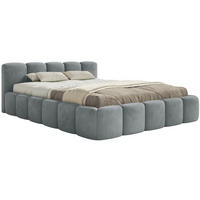 POLSTERBETT Cloudy Low Grau Samtbezug mit Bettkasten 140x200 - Grau, Textil (140/200cm) - Selsey