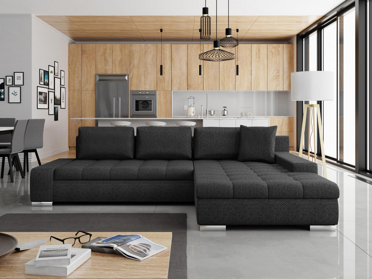 ECKSOFA Orkan - Dunkelgrau, Holz/Textil (302/213cm) - MIRJAN24